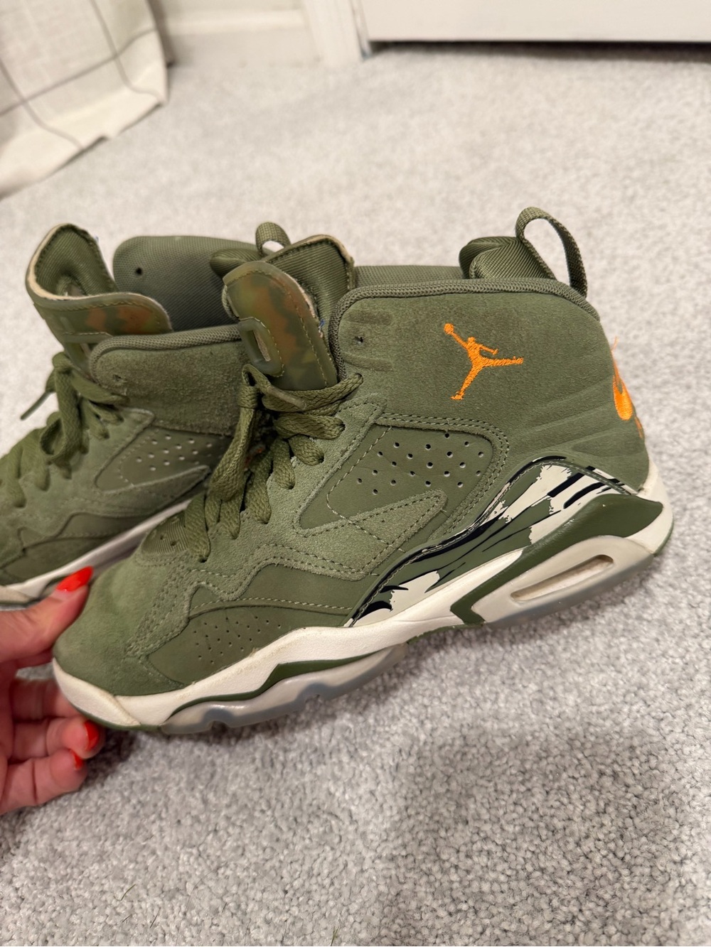 Nike Air Jordan Kids' Jumpman MVP Olive Green High Top Sneakers- Size 4Y
